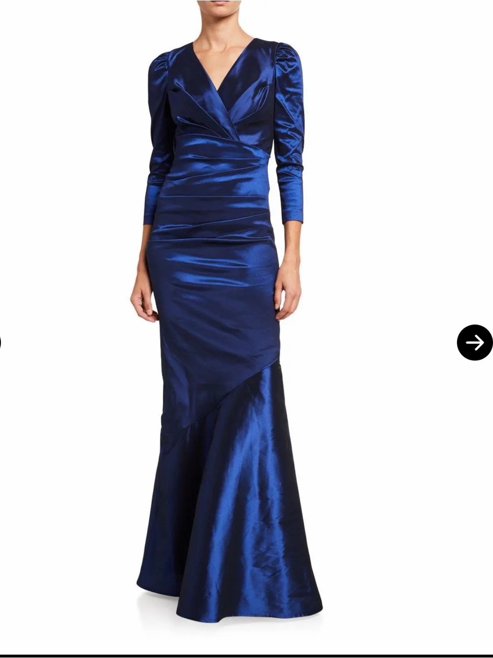 Elegant Navy Satin V-Neck Mermaid Dress